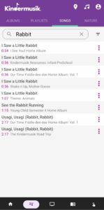 searching for rabbit on the kindermusik free app